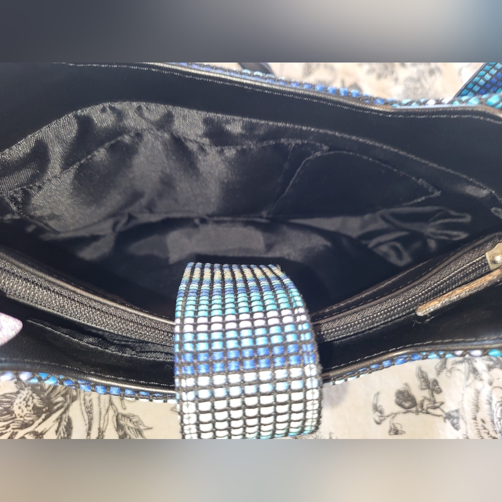 Kate Spade Y2K! Embroidered Blue/Black/White Shoulder Bag - Picture 11 of 16
